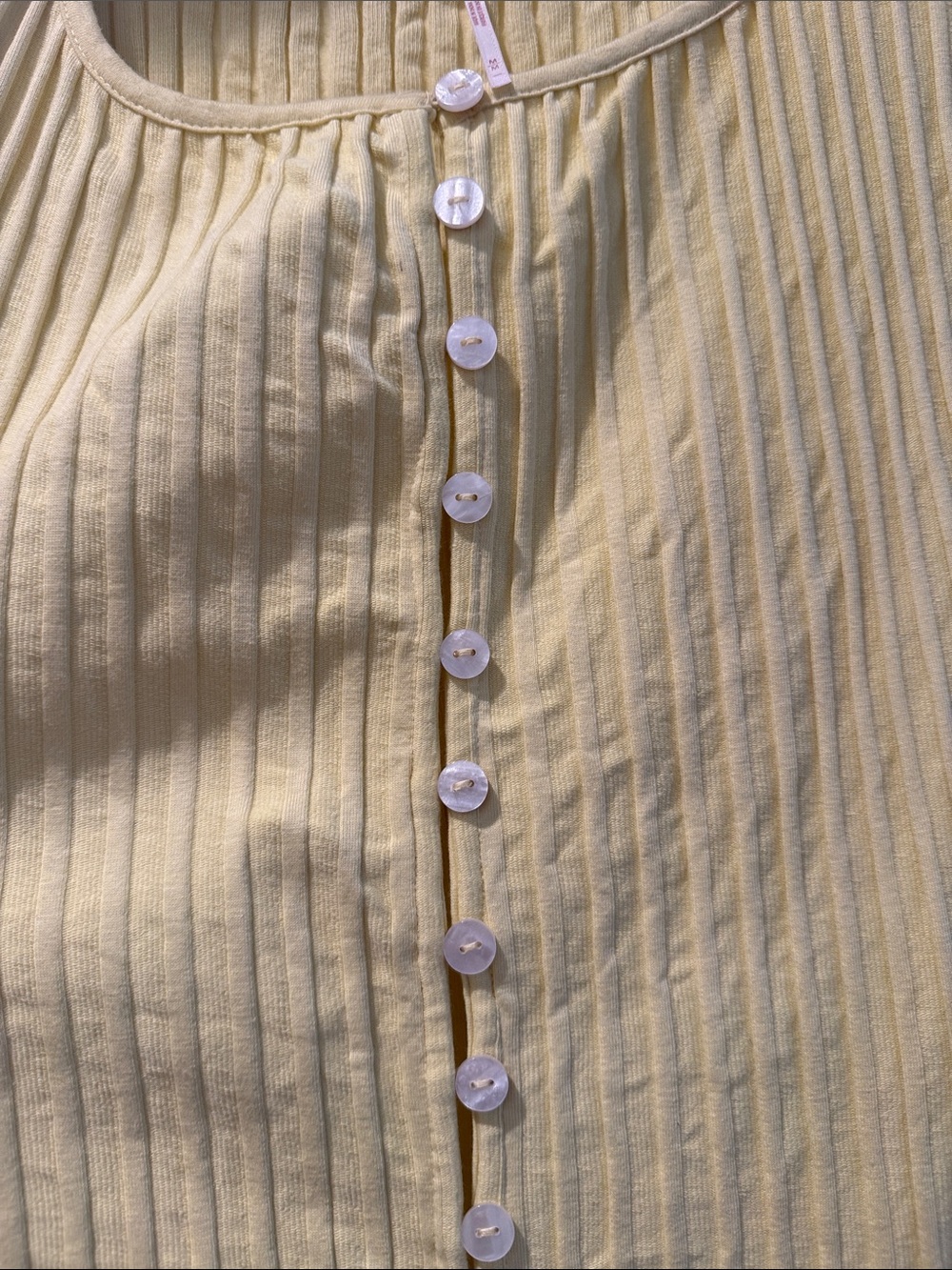 Free People Ribbed Button-Front Yellow Tank - Picture 3 of 4